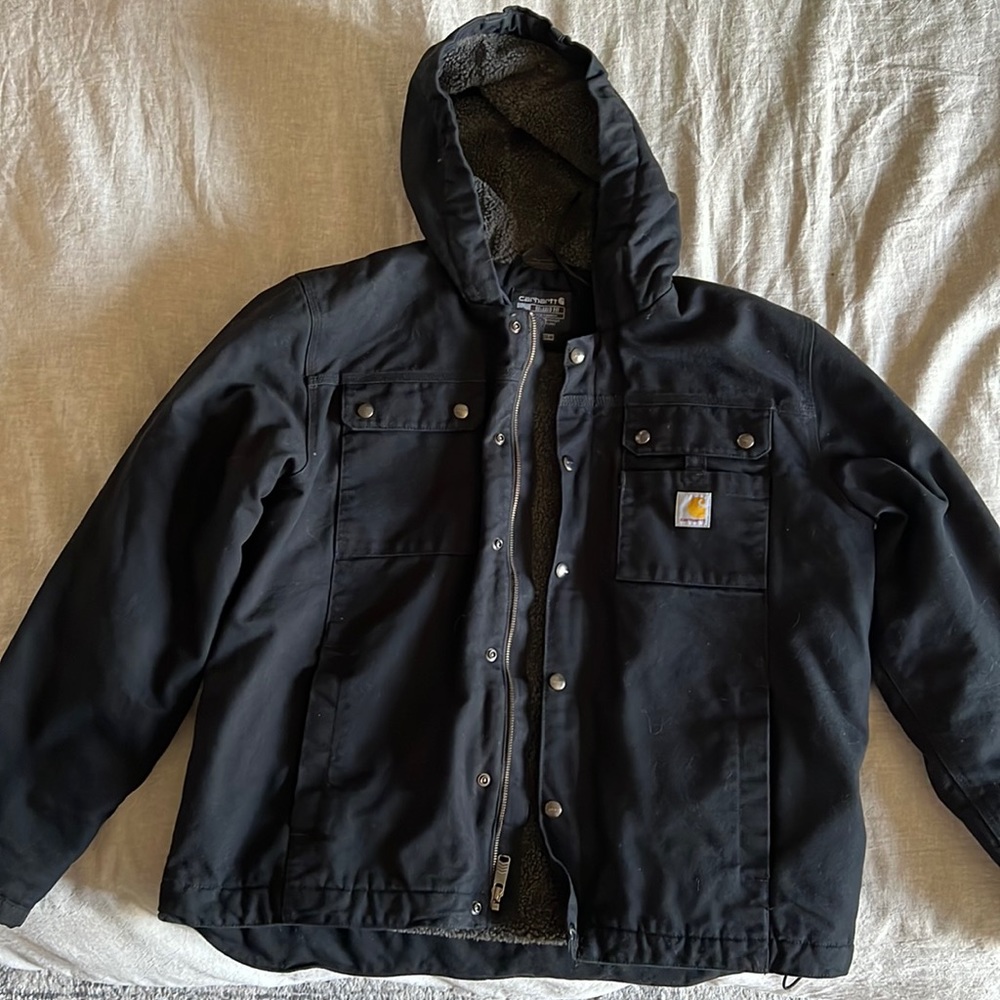 CARHARTT RELAXED FIT WASHED DUCK SHERPA-LINED UTILITY JACKET